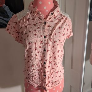 Rose patterned button down shirt